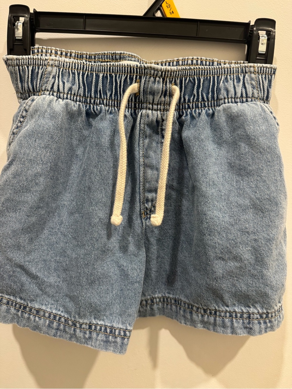 Girls Light Blue Denim Drawstring Shorts